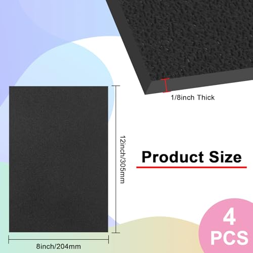 4Pack Black ABS Plastic Sheet 8" x 12" x 1/8" Thick Black Rigid Thermoplastic Sheet (Upgrade Surface) 3MM Flexible High Tensile ABS Moldable Plastic Panel for Crafts, DIY, Signs - color: Black, size: 8" x 12" x 1/8"