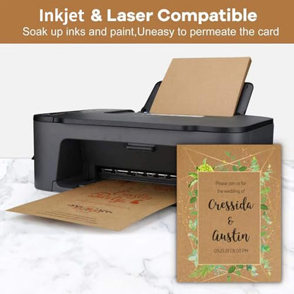 24 Sheets Brown Cardstock 8.5 x 11 Kraft Paper, Goefun 80lb Card Stock Printer Paper for Invitations, Menus, Crafts, DIY Cards - color: brown