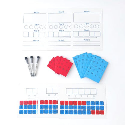 CVC Magnetic Letter Tiles and Spelling Writing Boards Set | 216 ABC Magnets, 6 Magnetic Letter Boards for CVC Literacy Spelling Reading Word Building Phonemic Awareness Practice
