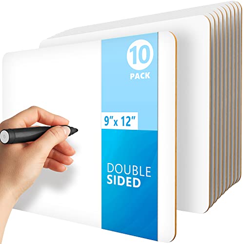10 Pack 9x12 Small White Board for Students - Small Dry Erase Boards - Double Sided Mini Whiteboard - Smal Whiteboards Lapboards - Personal Dry Erase Board Kids - Mini White Boards for Classroom - size: 10 Pack, style: Blanked