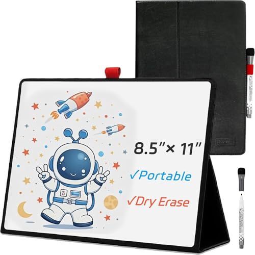 Desktop Dry Erase Board,12" X 9" Small white board,Portable whiteboard with Stand, marker and eraser wipe, A4 Notebook White Board Easel for Kids Drawing on Desk, for Students Shool (8.5"×11" - Black) - color: 8.5"×11" - Black