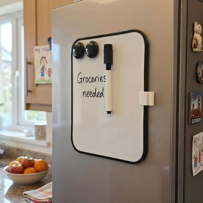 6" X 8" Small White Board with Erasable Markers and 2 Magnets(Black) | ABS frame, magnetic board—smooth surface; easy to write on and erase—mini whiteboard for kitchen, school lockers, and offices - color: Black