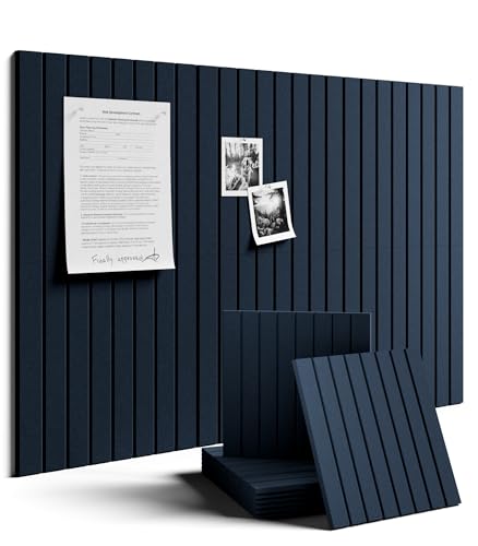 Fluxynara Large Felt Bulletin Board 36"x24" Cork Board Alternative - 6 Pack with 32 Safe Removable Adhesive Tabs, Cork Boards for Walls Pin Board for Home Office Classroom Felt Board-Carbon Blue - color: Carbon Blue, size: Fine-stripe 6-pack