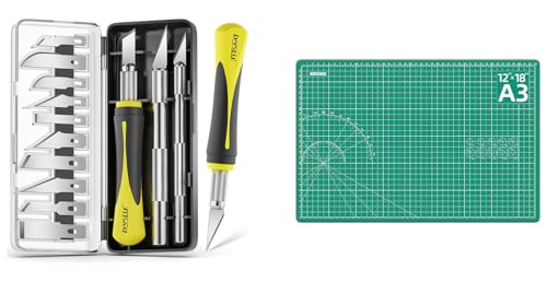 DIYSELF 16-Piece Craft Knife Set and Cutting Mat 12in×18in