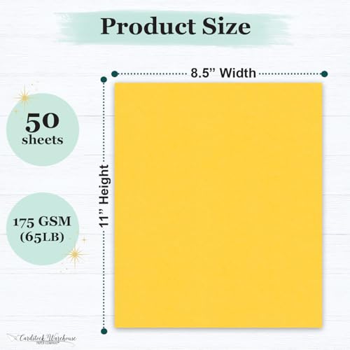 Cardstock Warehouse Pop-Tone Lemon Drop Yellow Cardstock Paper – 50 Sheets, 8.5 x 11" - 65 lb / 175 GSM Premium Yellow Card Stock for Die-cutting, Crafts, Printing, Card Making and DIY Projects - color: Lemon Drop Yellow
