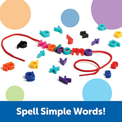 Learning Resources Lowercase Lacing Letters - 275 Pieces, Ages 3+ Toddler Alphabet Learning Toys, Preschool Games, Homeschool Supplies, Fine Motor Skills Toys, Alphabet Beads, Early Spelling - style: Lacing Letters