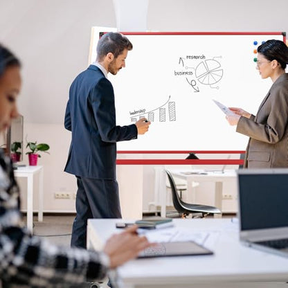 Rolling Whiteboard, 48x32 Inches Dry Erase Board with Stand, Magnetic Mobile Whiteboard on Wheels, Standing White Board for Office, School, Home, Large Double Sided White Board with Paper Pad - color: Red, size: 48"x32"