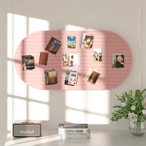 Felt Bulletin Board 47" x 24", Cork Board Alternative with 30 Push Pins | 4 Customizable Modular Decorative Felt Pin Board, Vision Board for Office Home Bedroom Wall Decor, Photo Picture Display - color: Pink, size: Oval- 47 x 24 Inches