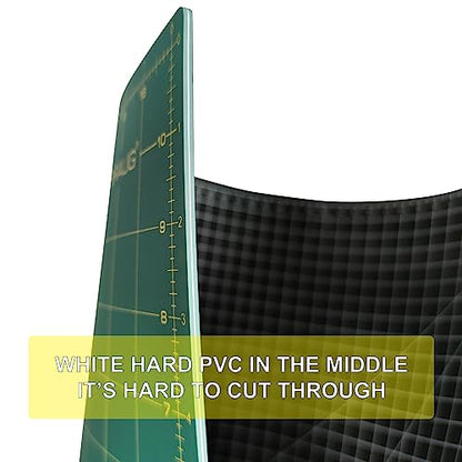 NEWBRAUG 12'' × 18'' Durable Self Healing Cutting Mat, Double Sided 5-Ply PVC Cutting Board, for Quilting, SewingArts, Craft, Fabric & Scrapbooking(Green/Black) - color: Green & Black, size: 18"L x 12"W