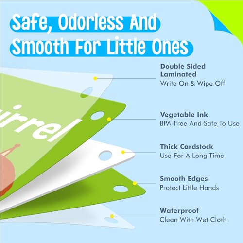 Animal Flashcards, 50 Double-Sided Cards, Wild/Farm/Marine Animal Cards Educational Learning Tools for Preschool and Toddlers Learning (2 Reclosable Rings Attached) - style: Animal Flashcards