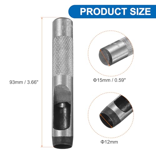 HARFINGTON 2pcs Leather Round Hole Punch, 12mm Hollow Hole Puncher Cutter Carbon Steel Circle Hole Punching Cutting Tool for Belt/DIY Leather Craft - size: 12mm