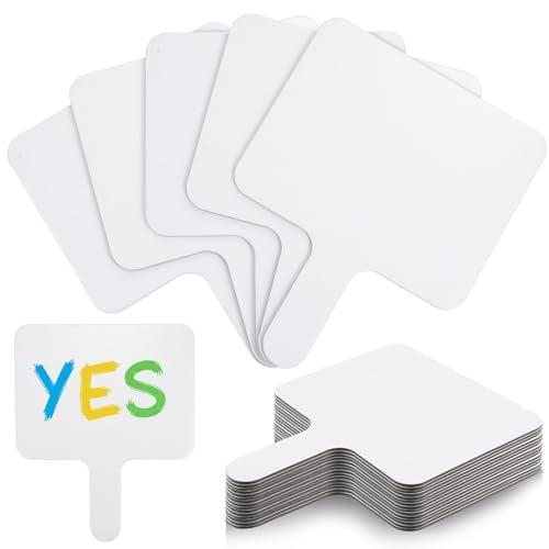 20 Pcs Handheld Double Sided Dry Erase Answer Paddles, 8x10 Inch Wooden White Boards Signs Auction Paddles for Students Classroom Office Meeting Voting Answers Bidding Shower Games Party