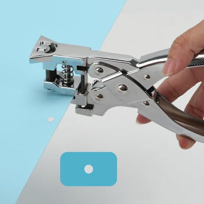 Heavy Duty Handheld Hole Punch for ID Cards, Plastic, PVC, Cardstock, Cardboard, Zinc Alloy Construction, Sharp Blade Edge, Spring Action (3 in 1) - style: 3 in 1