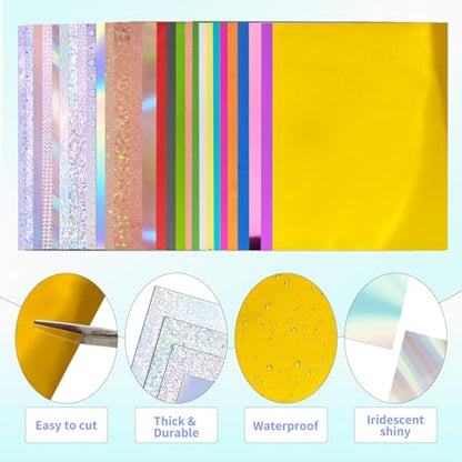 30 Pack Metallic Holographic Cardstock Paper Sheets 250gsm/92lb 6×8inch | Foil Mirror Shimmering Paper For Arts and Crafts, Decorative, Invitations, Scrapbook Supplies - style: Metallic+Holographic