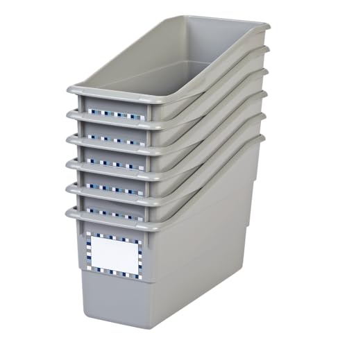 Really Good Stuff Durable Book and Binder Holder - 6pack, Pebble Color, 5 ?" x 12 ?" x 7 ?", Classroom Organization, Storage Solution, Sturdy and Versatile - color: Pebble