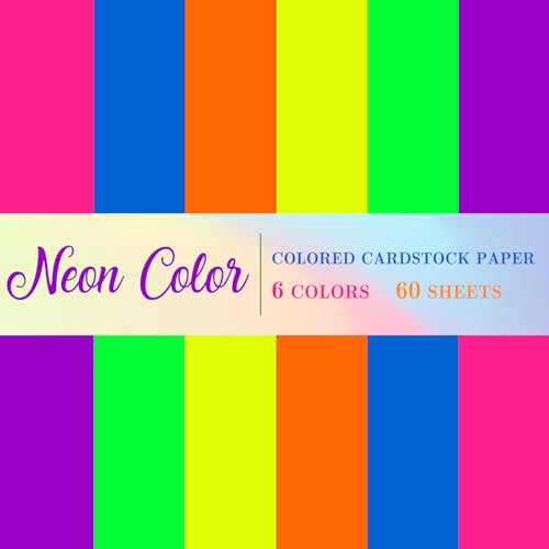 60 Sheets 8.5 x 11 Inch Neon Colored Card Stock Thick Paper Cards Fluorescent Scrapbook Paper for Prints DIY Arts Crafts School Office Home Supplies - color: Neon Colored
