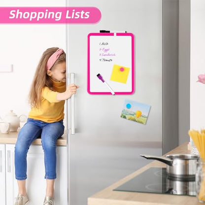 VUSIGN Small White Board Dry Erase, 8.5'' x 11'' Magnetic Dry Erase Board, Mini Whiteboard with Markers for Students, Fridge, Wall, Locker, Dark Pink - color: M- Dark Pink