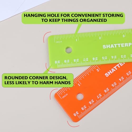 BAZIC Products Shatterproof Flexible Plastic Ruler, 12 in (30 cm), Dual-Scale Ruler, for School Office Measuring, Set of 6 - size: 6-Pack