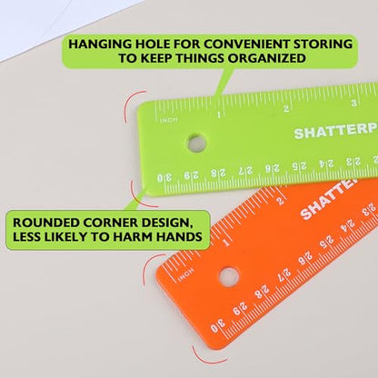 BAZIC Products Shatterproof Flexible Plastic Ruler, 12 in (30 cm), Dual-Scale Ruler, for School Office Measuring, Set of 6 - size: 6-Pack