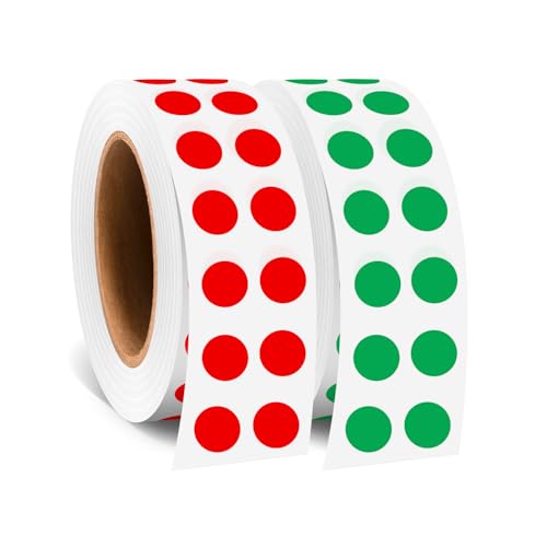 0.25 Inch Round Color Coding Labels - 2 Rolls, 2000 PCS, Small Circle Dot Stickers - Color Dots for Organization, Color Code Stickers for Classroom - color: Red Green, size: 2 Rolls-2000PCS