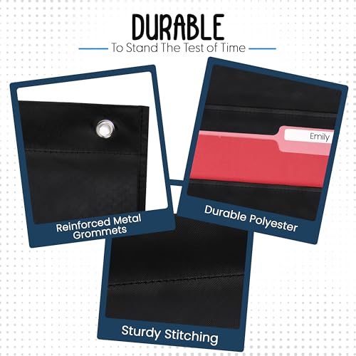 Essex Wares - 7 Pocket File Pocket Chart, Black, Tall - Versatile Wall Hanging File Folder Organizer for Classroom, Office, Home, and More - Wall Folder Organizer - 7 Pockets - size: 7 Pocket