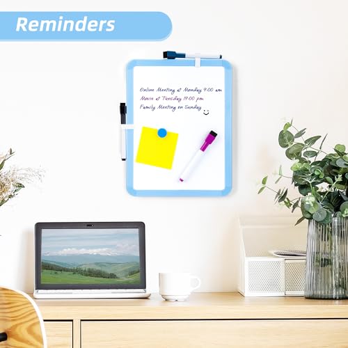 VUSIGN Small White Board Dry Erase, 8.5'' x 11'' Magnetic Dry Erase Board, Mini Whiteboard with Markers for Students, Fridge, Wall, Locker, Blue - color: H-blue