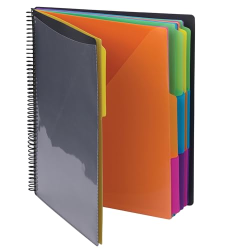 Smead Project Organizer, 24 Pockets, Grey with Assorted Bright Tabs, Tear Resistant Poly, 1/3-Cut Tabs, Letter Size (89206) - style: Brights, 1 Count