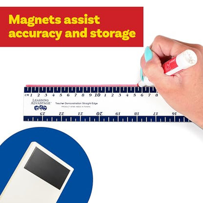 LEARNING ADVANTAGE Magnetic Dry Erase Straight Edge - 24” - Jumbo Teaching Ruler - Measurement Tool for Whiteboards and Chalkboards