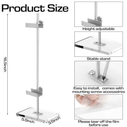 RattanView Adjustable Tabletop Easel Silver Picture Frame Holder Stand up to 16.5" H Metal Floating Picture Rack for Display Easel with Acrylic Base 16 x 5 Frame Holder Stand Table for Art Photo Signs - color: Silver
