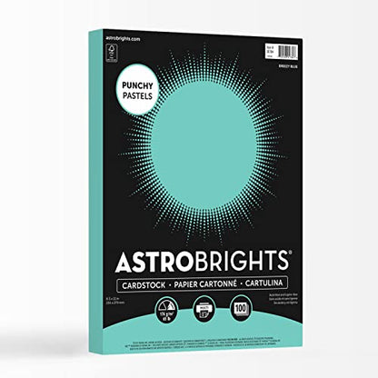 Astrobrights Punchy Pastel Cardstock, 8.5" x 11", 65 lb. Breezy Blue, 100 Sheets (91784)