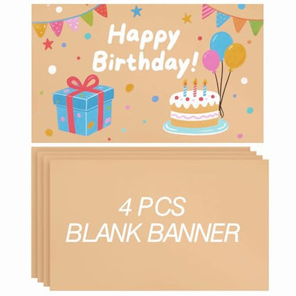 Tatuo 4 Pcs 30" x 48" Large Blank Brown Paper Banners for Teacher Appreciation Poster Crafts Decoration 120gsm Thick Kraft Paper Banner for Summer Camp Activities Wedding Baby Shower Party Decor - size: 30" X 48"
