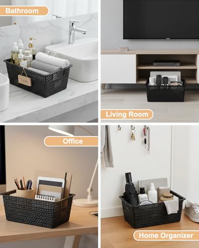 Storage Bins with Lids | Plastic Storage Baskets with Lids for Office Organization,Stackable Organizing Bins with Latching Design, Easy-Clean Boxes for Home, Office, Toys & Classroom Supplies, 6 packs