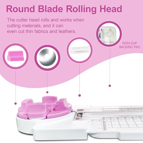 4 in 1 A4 Craft Paper Cutter Rotary Trimmer with Sliding Blade, Safe Precision Paper Trimmer with Grid Lines & Ruler, Multi-Color Cutting Tool for Scrapbook, Cards & DIY Projects(Pink) - color: Pink