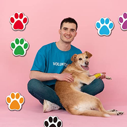 2000 PCS Colorful Paw Prints Stickers Dog Cat Bear Paw Dog Stickers for Laptop Reward Sticker Stationery Teacher for Student (1 Inch, 4 Rolls 6 Colors)