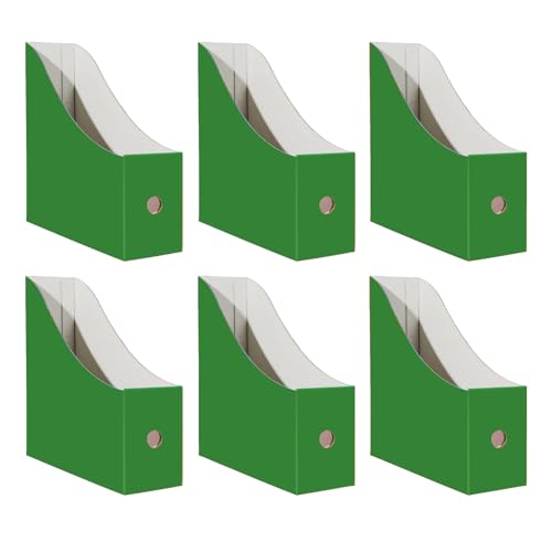 Limitliho 6 Pack Cardboard Magazine Holder for Desk, Book Bins for Classroom Library,Office,Home, 10.6" H x 10.2" L x 3.5" W in Magazine File Holder (Green) - color: Green