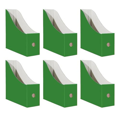 Limitliho 6 Pack Cardboard Magazine Holder for Desk, Book Bins for Classroom Library,Office,Home, 10.6" H x 10.2" L x 3.5" W in Magazine File Holder (Green) - color: Green