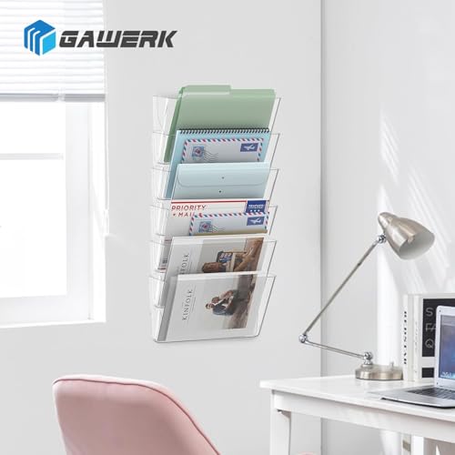 Gawerk Clear Acrylic Single Pocket, Plastic Hanging Wall Mount File Holder for Office Home (Clear, 1 Pack) - color: Clear, size: 1 Pack