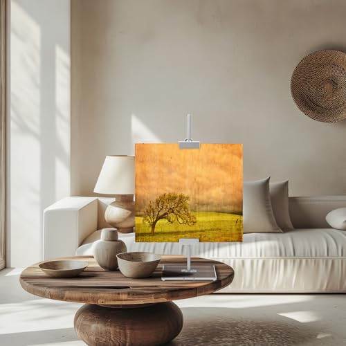 RattanView Adjustable Tabletop Easel Silver Picture Frame Holder Stand up to 16.5" H Metal Floating Picture Rack for Display Easel with Acrylic Base 16 x 5 Frame Holder Stand Table for Art Photo Signs - color: Silver