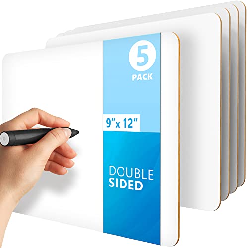 5 Pack 9x12 Small White Board for Students - Double Sided Small Dry Erase Boards - Personal Mini Whiteboard - Smal Whiteboards - Individual Dry Erase Board Kids - Mini White Boards for Classroom - size: 5 Pack, style: Blanked