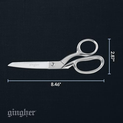 Gingher 8" Dressmaker's Fabric Scissors, Stainless Steel Shears, Sharp Knife Edge Steel Sewing Shears with Protective Sheath for Fabric Cutting and Tailoring, Chrome Plated Nickel Finish - style: 8" Dressmaker