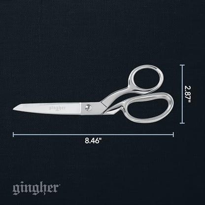 Gingher 8" Dressmaker's Fabric Scissors, Stainless Steel Shears, Sharp Knife Edge Steel Sewing Shears with Protective Sheath for Fabric Cutting and Tailoring, Chrome Plated Nickel Finish - style: 8" Dressmaker