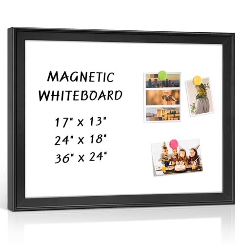 Magnetic White Board for Wall, 17" x 13", Decorative Wooden Frame, Black | Dry Erase Board, Wall Mounted, Aesthetic Writing Board for Home, Office, School - color: Black, size: 17"W x 13"H