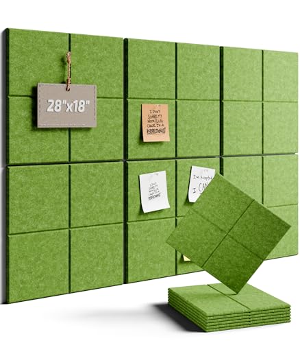Felt Bulletin Board Tiles -28"x18" Cork Board Alternative for Office Decor, Push Pin Board Wall Organizer 6-Pack - Grass Green - color: Grass Green, size: 4-Compartment