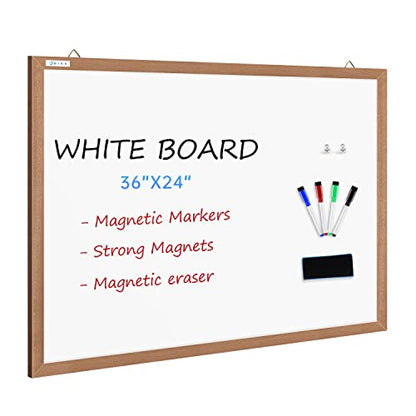 M MIOU Magnetic Whiteboard for Wall 36x24 Inches, Dry Erase White Board with Natural Wood Frame for Home, Office, School… - size: 36"X24"