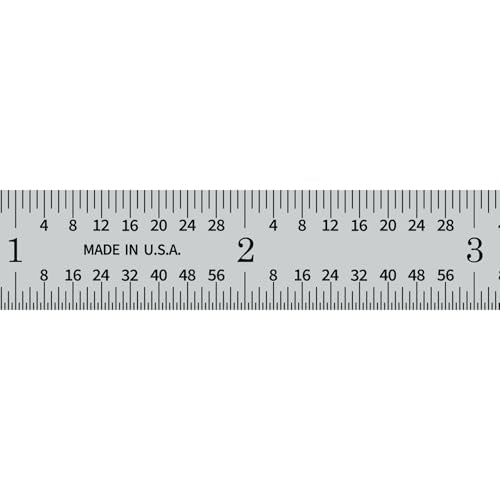 PEC Tools Steel Rule, 12 Inch, Flexible, 4R (1/8",1/16",1/32",1/64") Satin Chrome Finish, Made in USA - color: Carbon Steel-Flexible, size: 12"