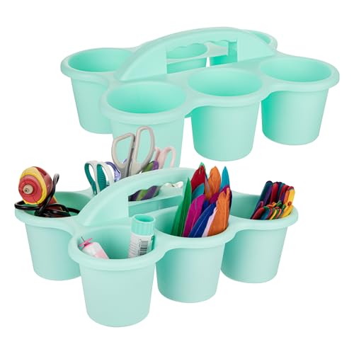 2 Pack Classroom Caddy For School,Kidsroom,Pencil Holder,Plastic Cup Caddy for Drink Delivery (Green) - color: Green