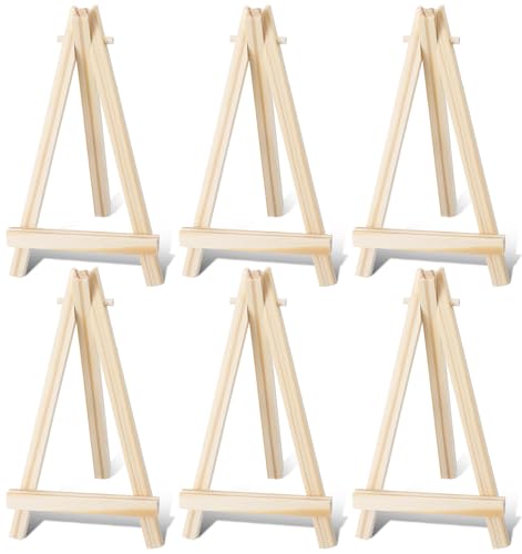 6 Pack Mini Wood Display Easels, Small Tabletop Canvas Stands, Artist Triangle Easels for Paintings, Weddings, Business Cards & Craft Displays