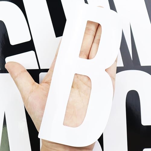 6 Inch Large White Letters Stickers, 76 Pieces Self Adhesive Alphabet Sticker for Mailbox,Door,Truck and Outdoor, Waterproof&Weatherproof Sticky Vinyl Letter Symbol Stickers,14 Sheets - color: White