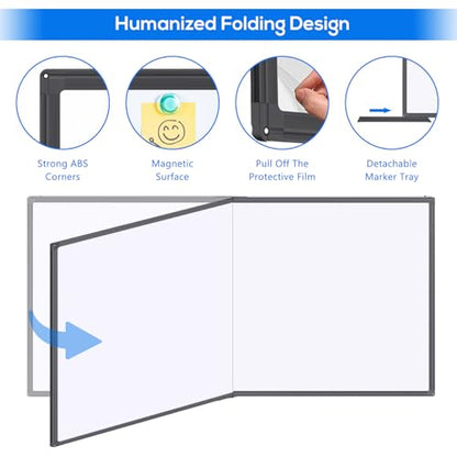 Magnetic Dry Erase Board 96 x 48 inches, Maxtek 4" x 8" Whiteboard for Wall, Large White Board Dry Erase Foldable Wall-Mounted Aluminum Frame Erase Board with Marker Tray for Office Home and School - size: 96"W x 48"H, style: Style A