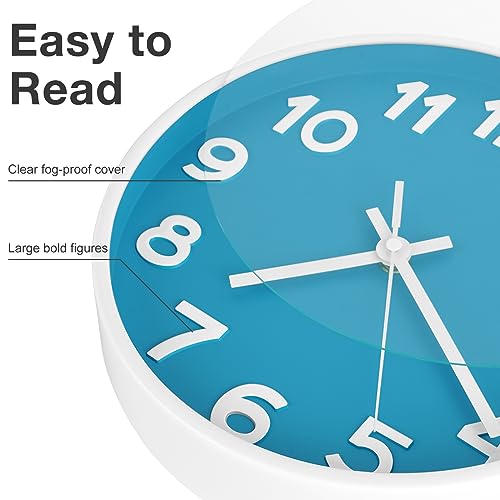 HIPPIH Wall Clock 2 Pack, 10 Inch Modern Wall Clocks Battery Operated, Non Ticking Silent Wall Clock, Simple Small Analog Wall Clock for Living Room, Bedroom, Kitchen, School, Office, Blue - color: Blue, size: 10 inches